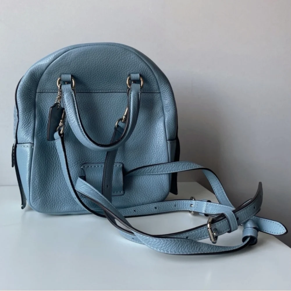 Coach Andi mini Backpack pebbled leather light blue